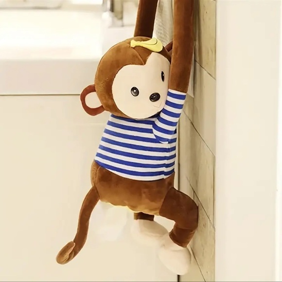 1pc Adorable Monkey Design Plush Tissue Holder, New - Picture 10 of 10